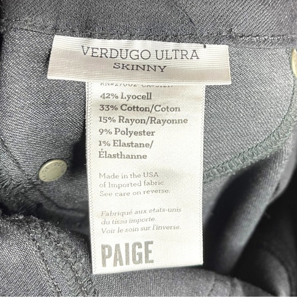Women’s Paige Verdugo Ultra Skinny Black Jeans with Luxe Finish - Size 25 - Picture 6 of 8